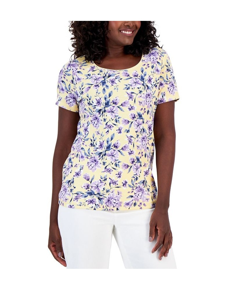 Women's Tulerie Toss Printed Knit Top Yellow $11.59 Tops