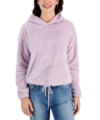 Juniors' Plush Drawstring-Hem Hoodie Purple $8.73 Tops