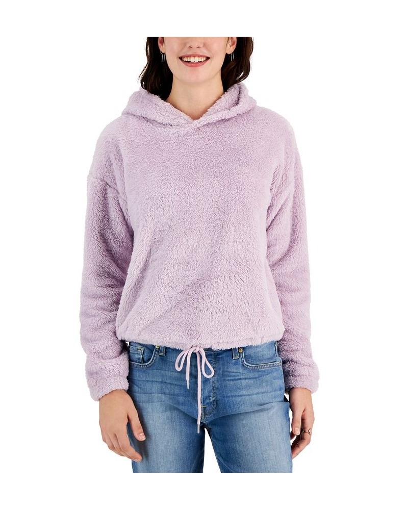 Juniors' Plush Drawstring-Hem Hoodie Purple $8.73 Tops