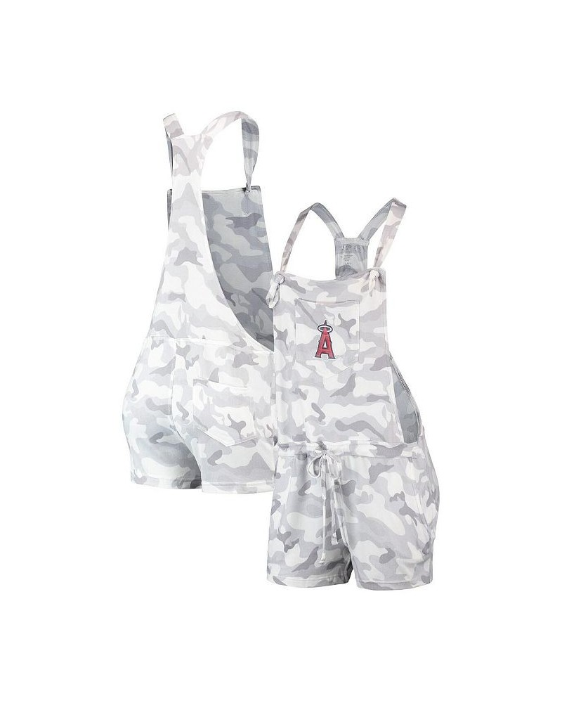 Women's Gray Los Angeles Angels Camo Overall Romper Gray $26.95 Shorts