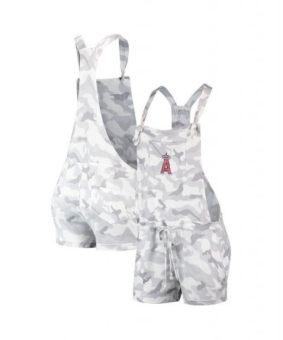 Women's Gray Los Angeles Angels Camo Overall Romper Gray $26.95 Shorts