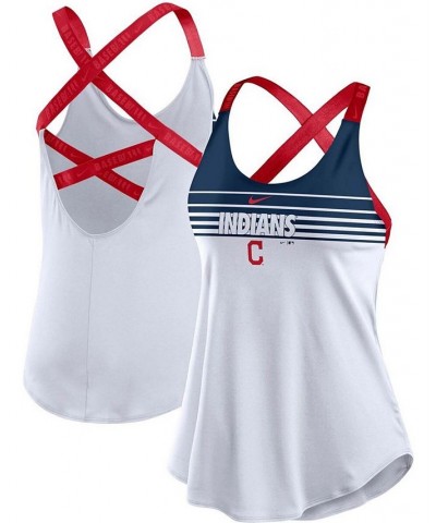 Women's White Cleveland Indians Rising Stripe Elastika Performance Tank Top White $26.99 Tops