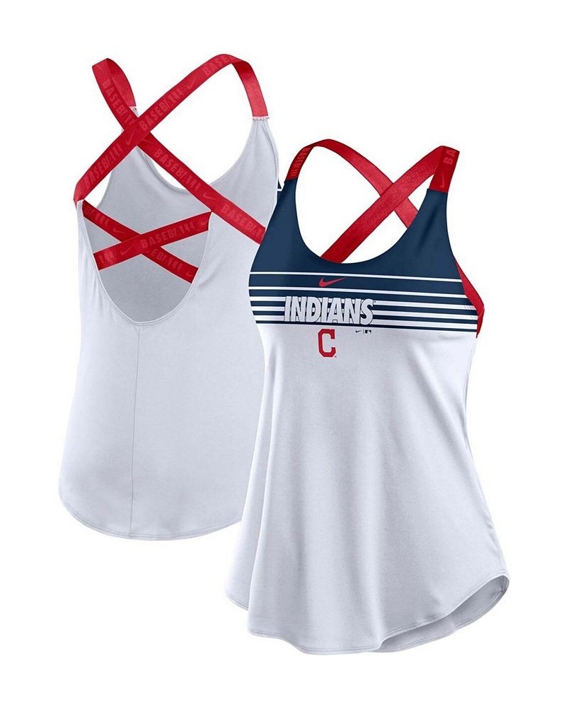 Women's White Cleveland Indians Rising Stripe Elastika Performance Tank Top White $26.99 Tops