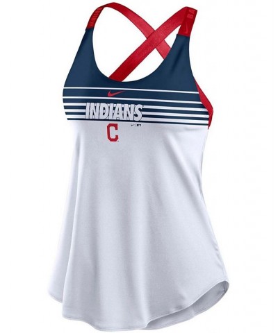 Women's White Cleveland Indians Rising Stripe Elastika Performance Tank Top White $26.99 Tops