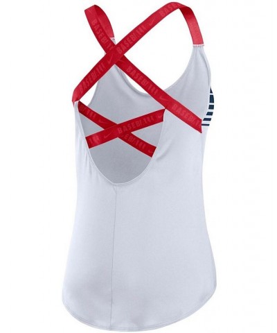 Women's White Cleveland Indians Rising Stripe Elastika Performance Tank Top White $26.99 Tops