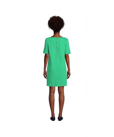 Women's Heavyweight Cotton Jersey Elbow Sleeve Dress Green $38.38 Dresses