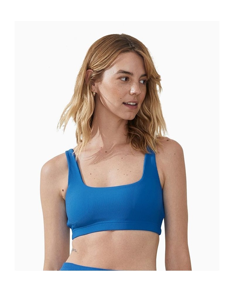 Women's Rib Square Neck Crop Top Marine Blue Rib $15.40 Tops