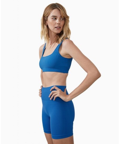 Women's Rib Square Neck Crop Top Marine Blue Rib $15.40 Tops