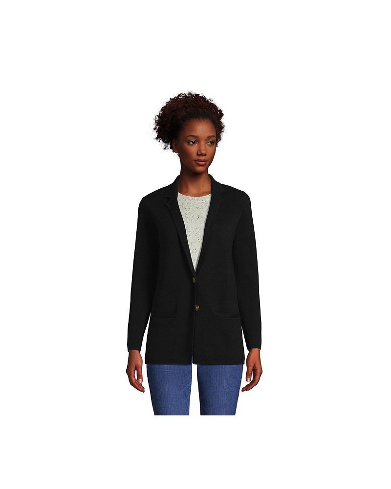 Women's Fine Gauge Cotton Button Front Blazer Sweater Black $34.49 Jackets