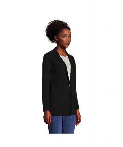 Women's Fine Gauge Cotton Button Front Blazer Sweater Black $34.49 Jackets