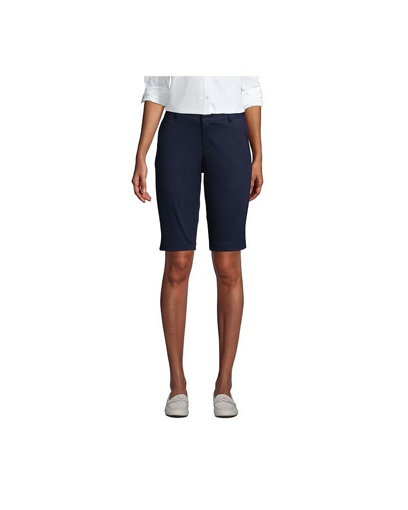 School Uniform Women's Stretch Chino Bermuda Shorts Blue $28.97 Shorts